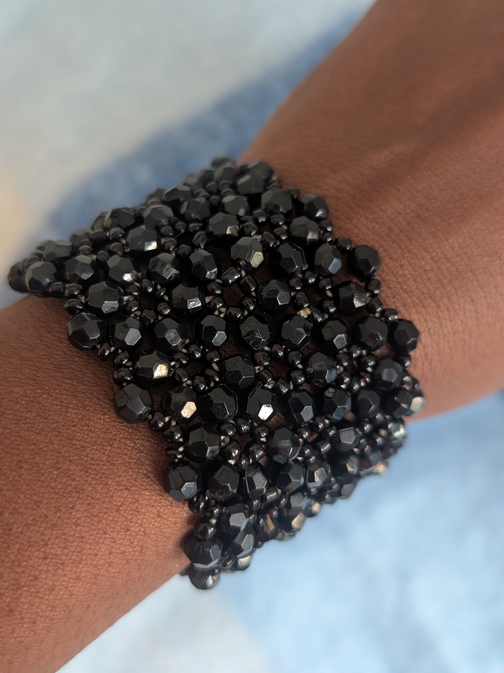 Black Beaded Stretch Bracelet - Women Jewelry